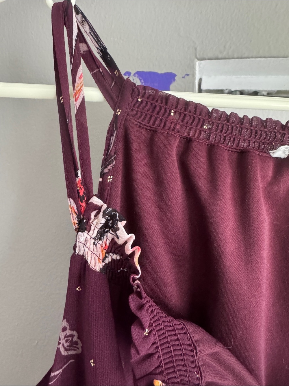 Plum Floral & Gold Foil Dot Sleeveless Dress Small - Picture 4 of 9